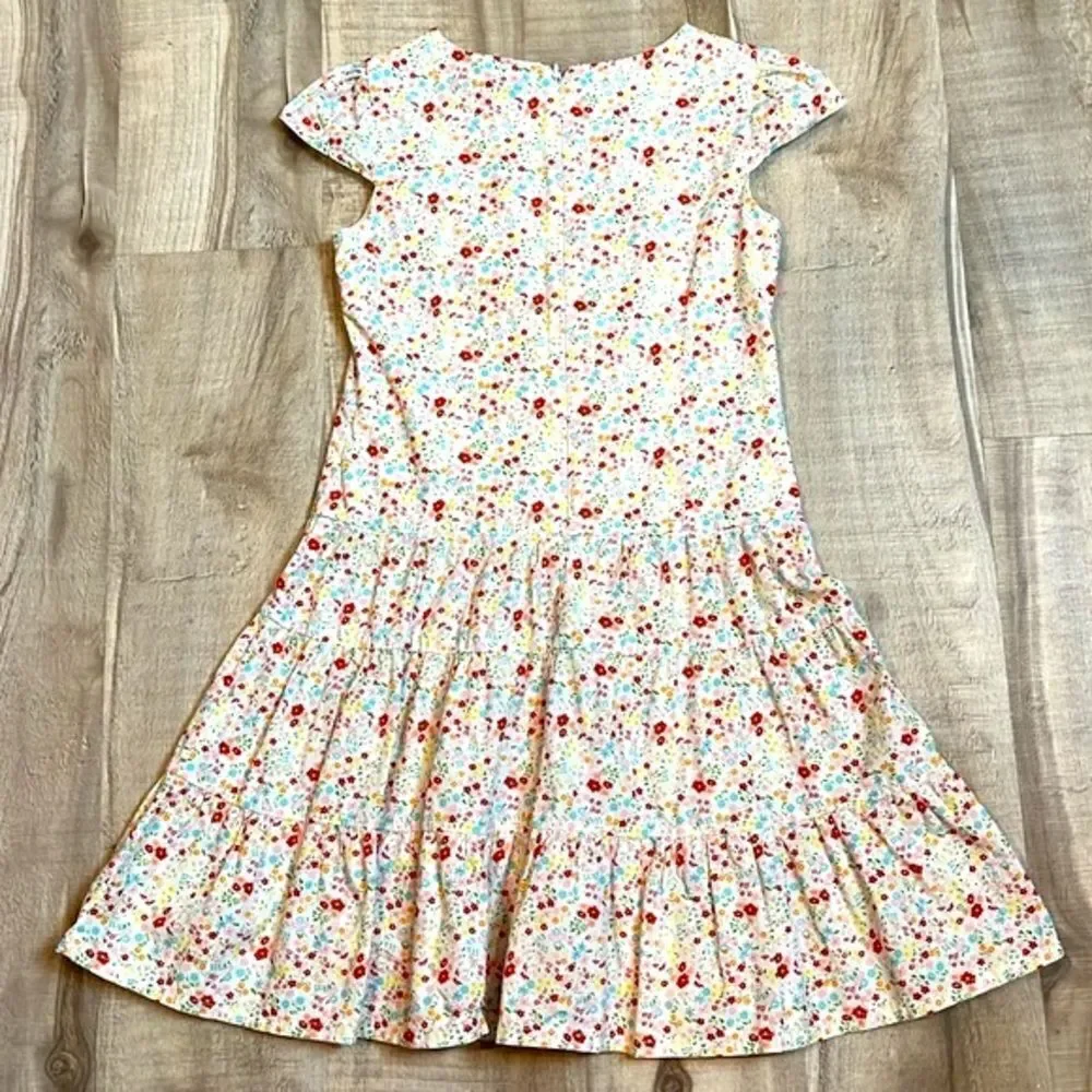 Laura Ashley tiered floral cotton poplin dress size 4/5